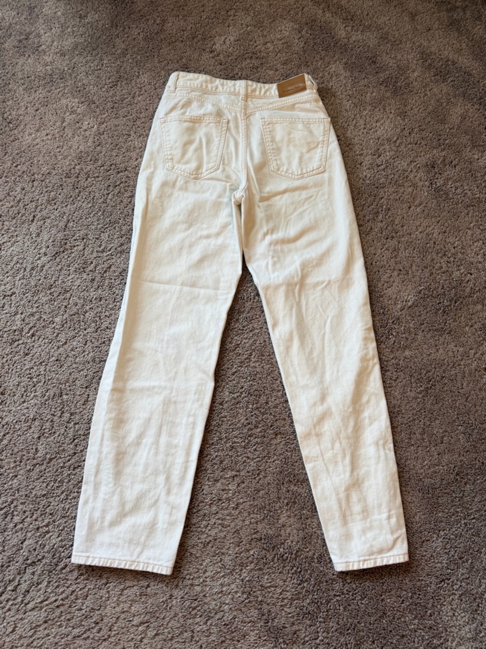 Massimo Dutti Women's Straight Leg Jeans in Cream